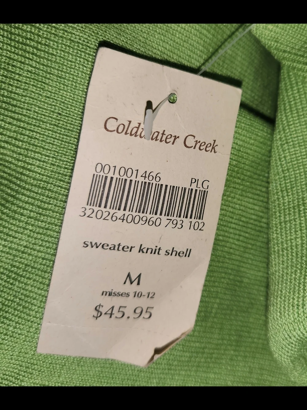 NWT Coldwater Creek Silk/Cotton Green Sleeveless Knit Tank Top - Picture 4 of 6